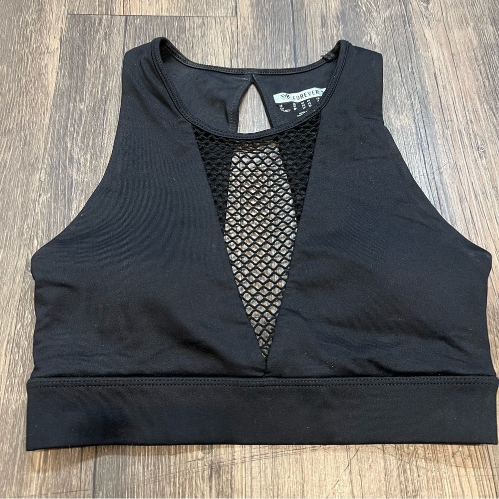 Forever 21 Women Sexy Black Sports Bra Crop Top Athletic Size XS